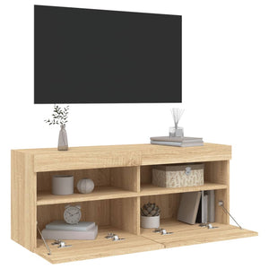Έπιπλο Τοίχου Τηλεόρασης με LED Sonoma Δρυς 100x30x40 εκ. - Pakobazaar
