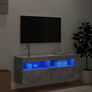 Έπιπλο Τηλεόρασης με LED Γκρι Σκυροδέματος 100x30x40 εκ. - Pakobazaar