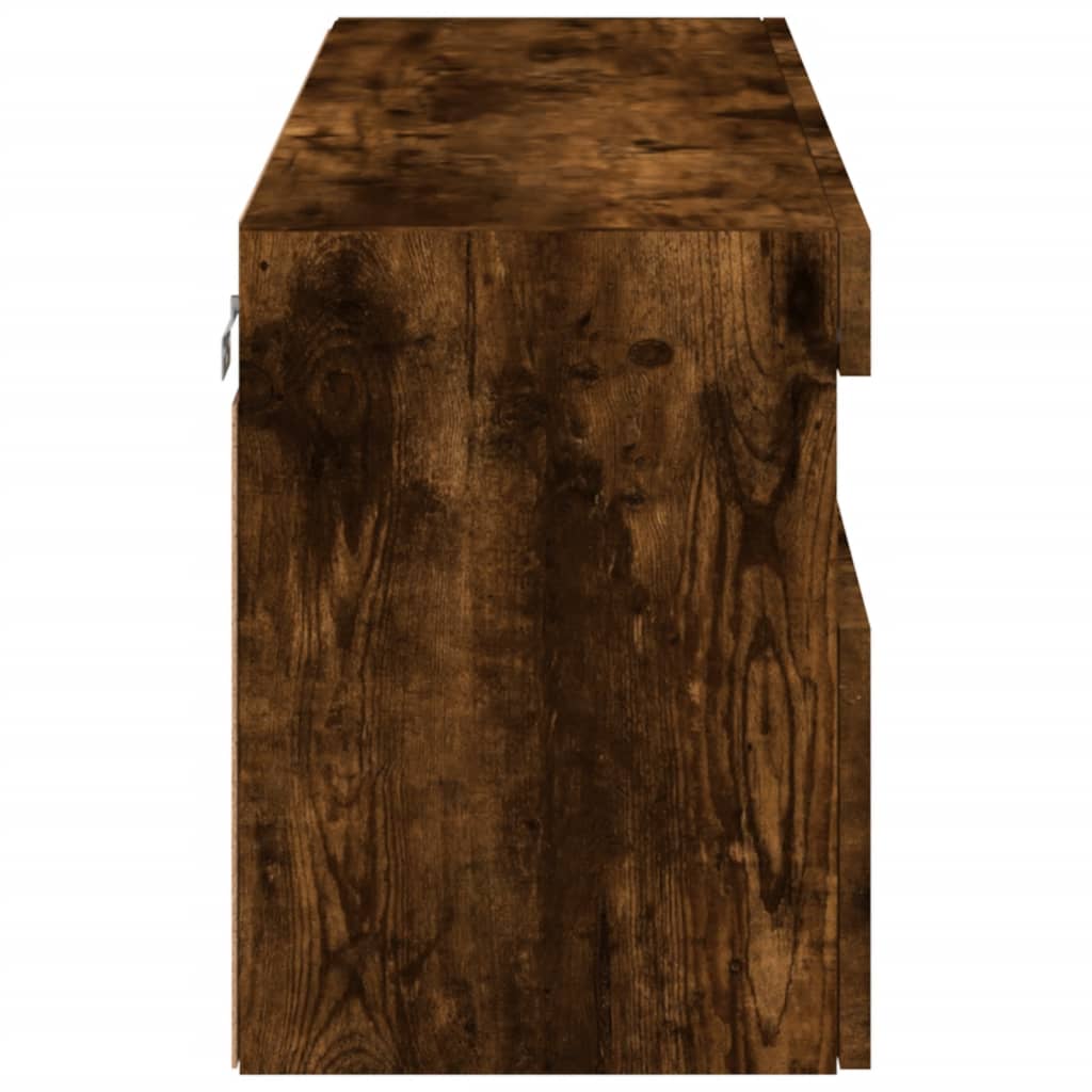 Έπιπλο Τοίχου Τηλεόρασης με LED Καπνιστή Δρυς 100x30x40 εκ. - Pakobazaar