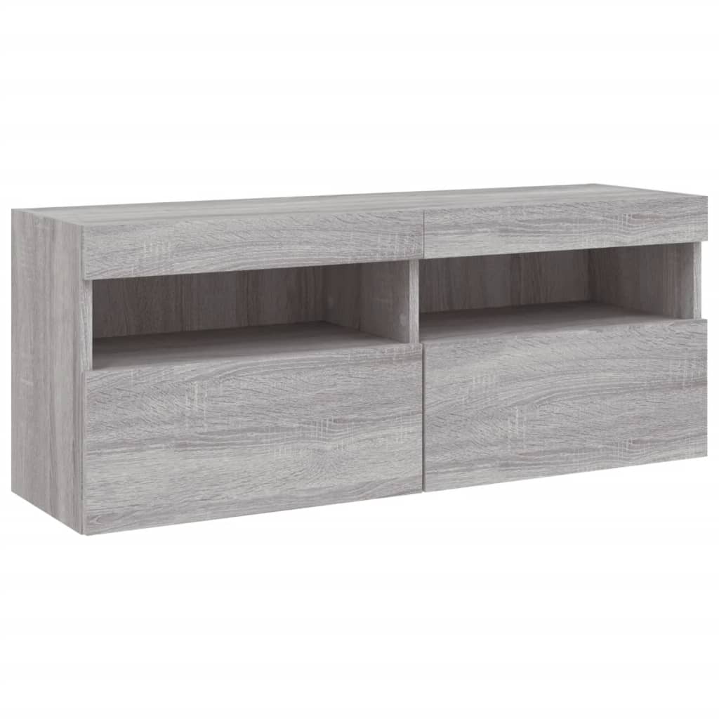 Έπιπλο Τοίχου Τηλεόρασης με LED Γκρι Sonoma 100x30x40 εκ. - Pakobazaar