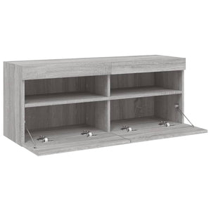 Έπιπλο Τοίχου Τηλεόρασης με LED Γκρι Sonoma 100x30x40 εκ. - Pakobazaar