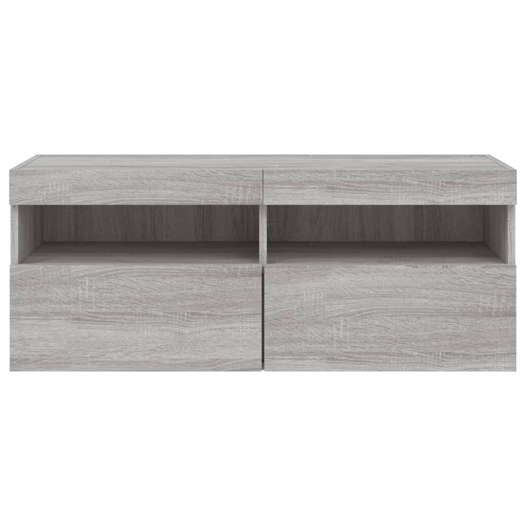 Έπιπλο Τοίχου Τηλεόρασης με LED Γκρι Sonoma 100x30x40 εκ. - Pakobazaar