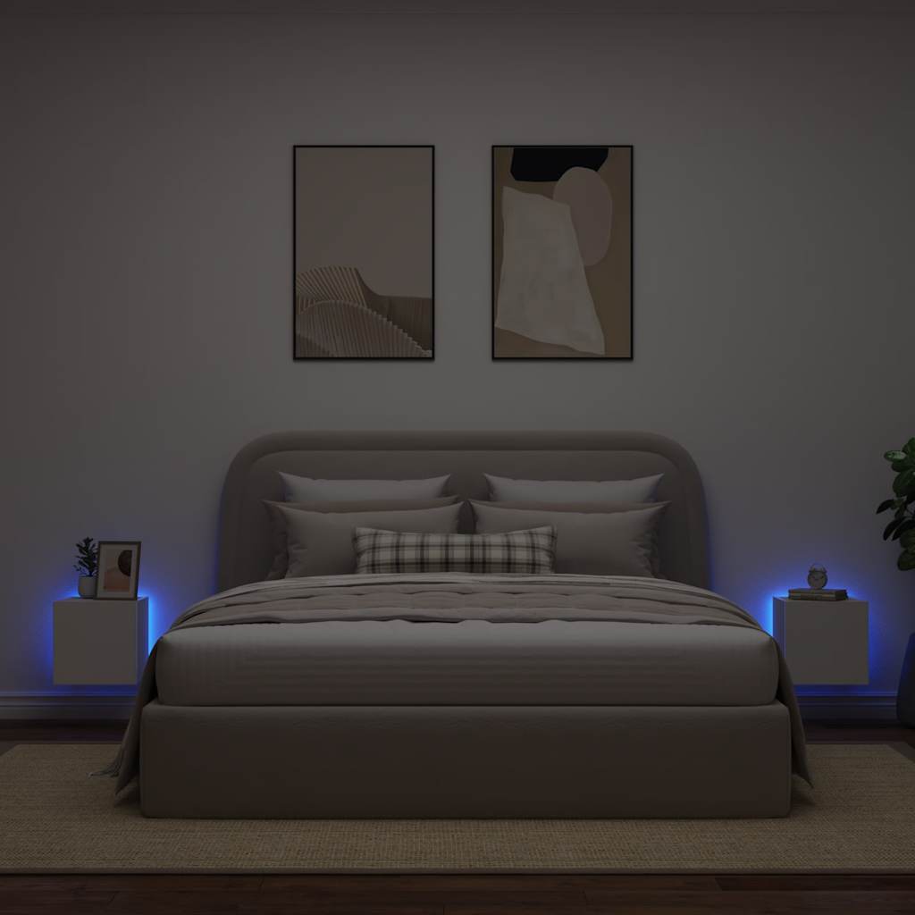 Έπιπλα Τοίχου Τηλεόρασης με LED 2 Τεμ. Λευκά 30,5x35x30 εκ. - Pakobazaar