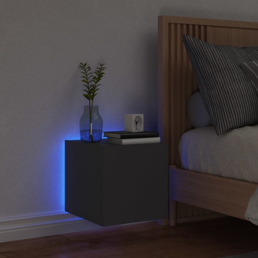 Έπιπλο Τοίχου Τηλεόρασης με LED Μαύρο 30,5x35x30 εκ.
