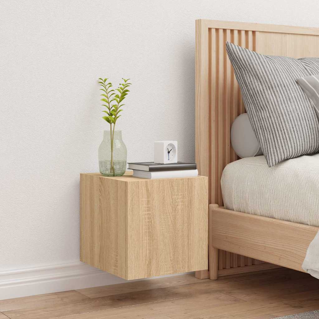 Έπιπλο Τοίχου Τηλεόρασης με LED Sonoma Δρυς 30,5x35x30 εκ. - Pakobazaar