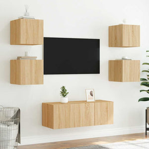 Έπιπλο Τοίχου Τηλεόρασης με LED Sonoma Δρυς 30,5x35x30 εκ. - Pakobazaar