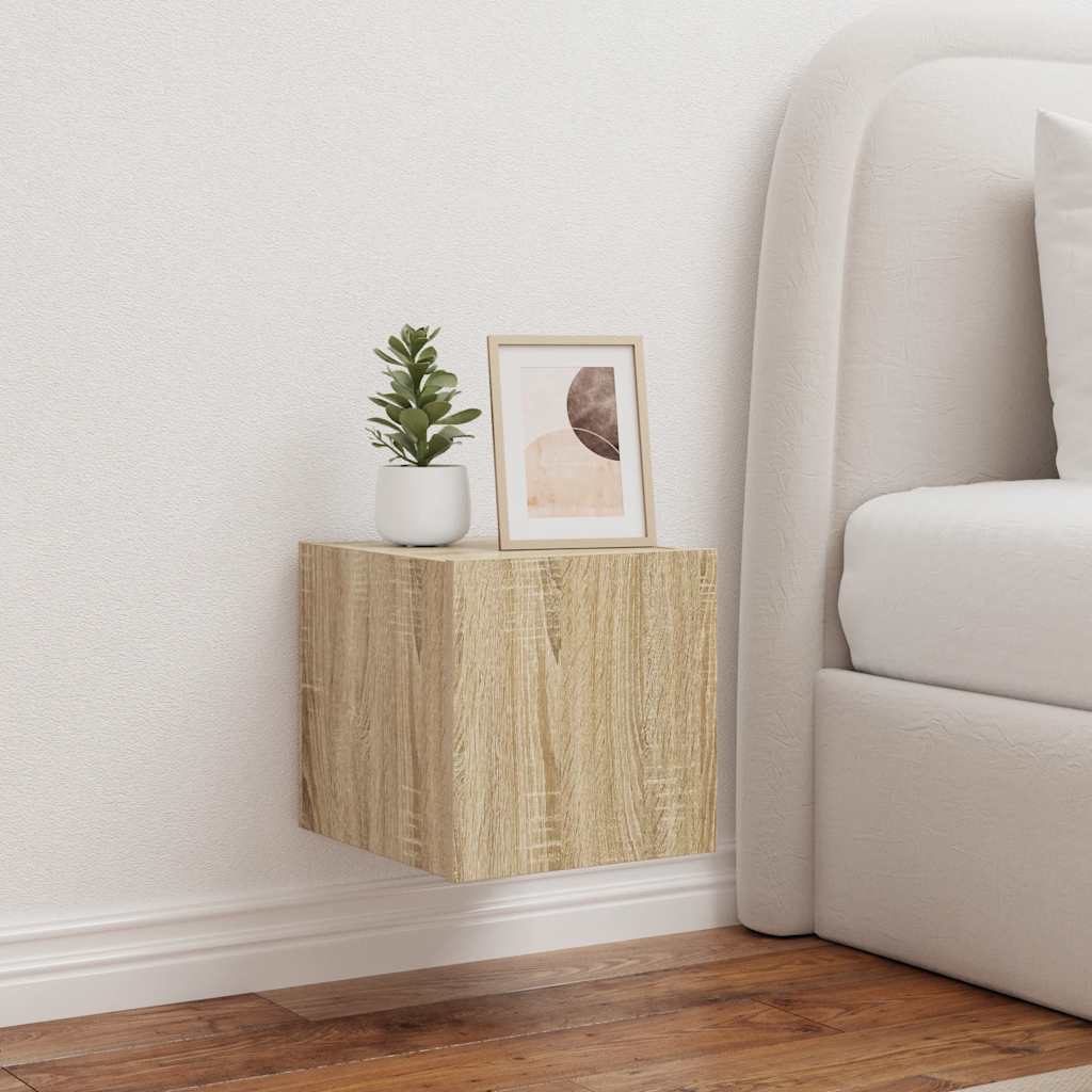 Έπιπλο Τοίχου Τηλεόρασης με LED Sonoma Δρυς 30,5x35x30 εκ. - Pakobazaar