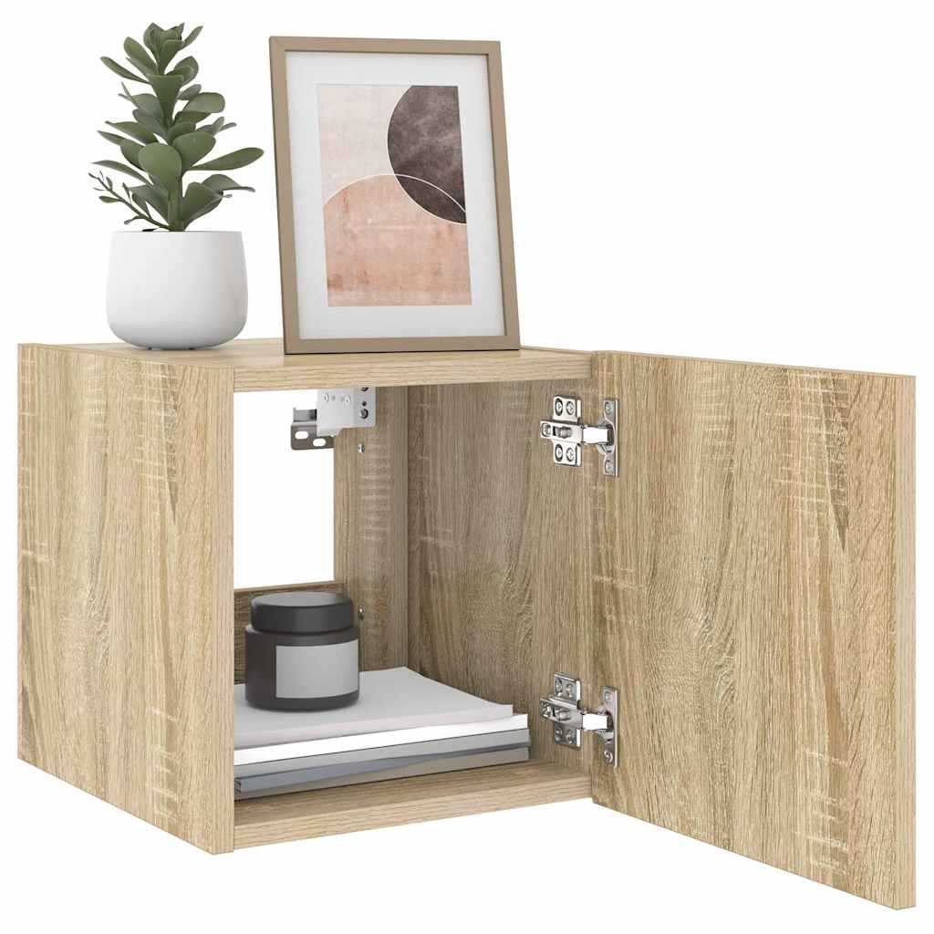 Έπιπλα Τοίχου Τηλ. με LED 2 Τεμ. Sonoma Δρυς 30,5x35x30 εκ. - Pakobazaar