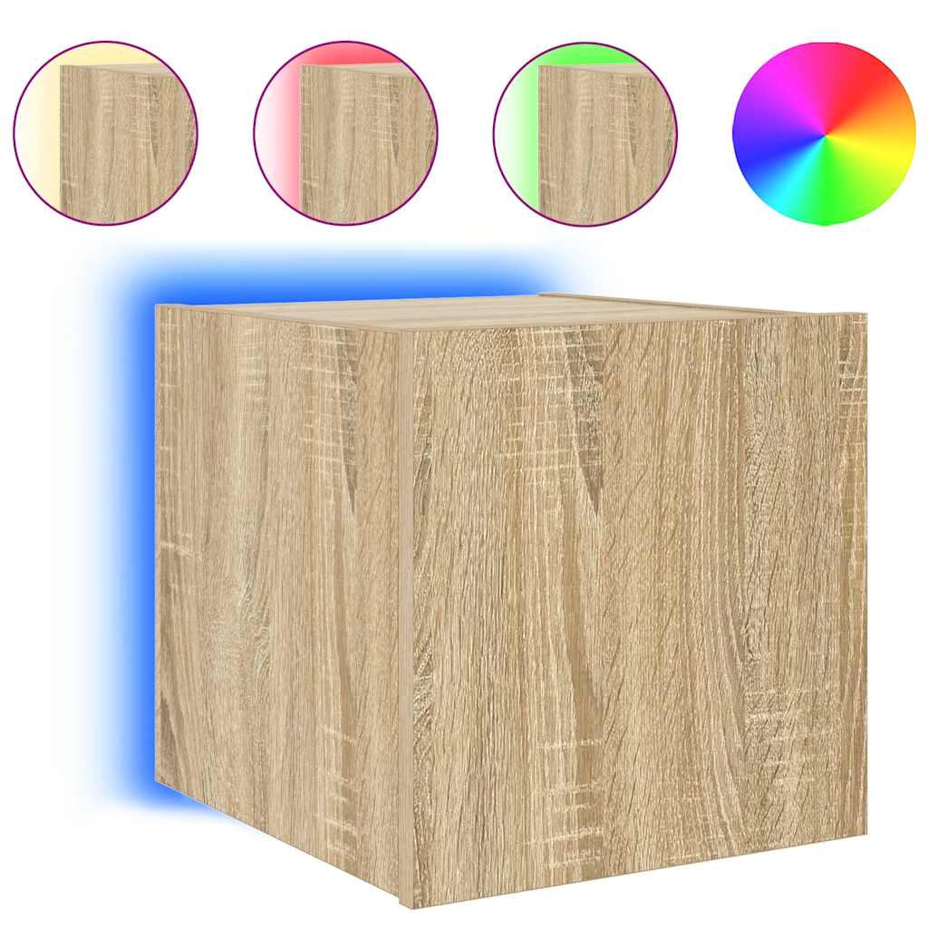 Έπιπλα Τοίχου Τηλ. με LED 2 Τεμ. Sonoma Δρυς 30,5x35x30 εκ. - Pakobazaar