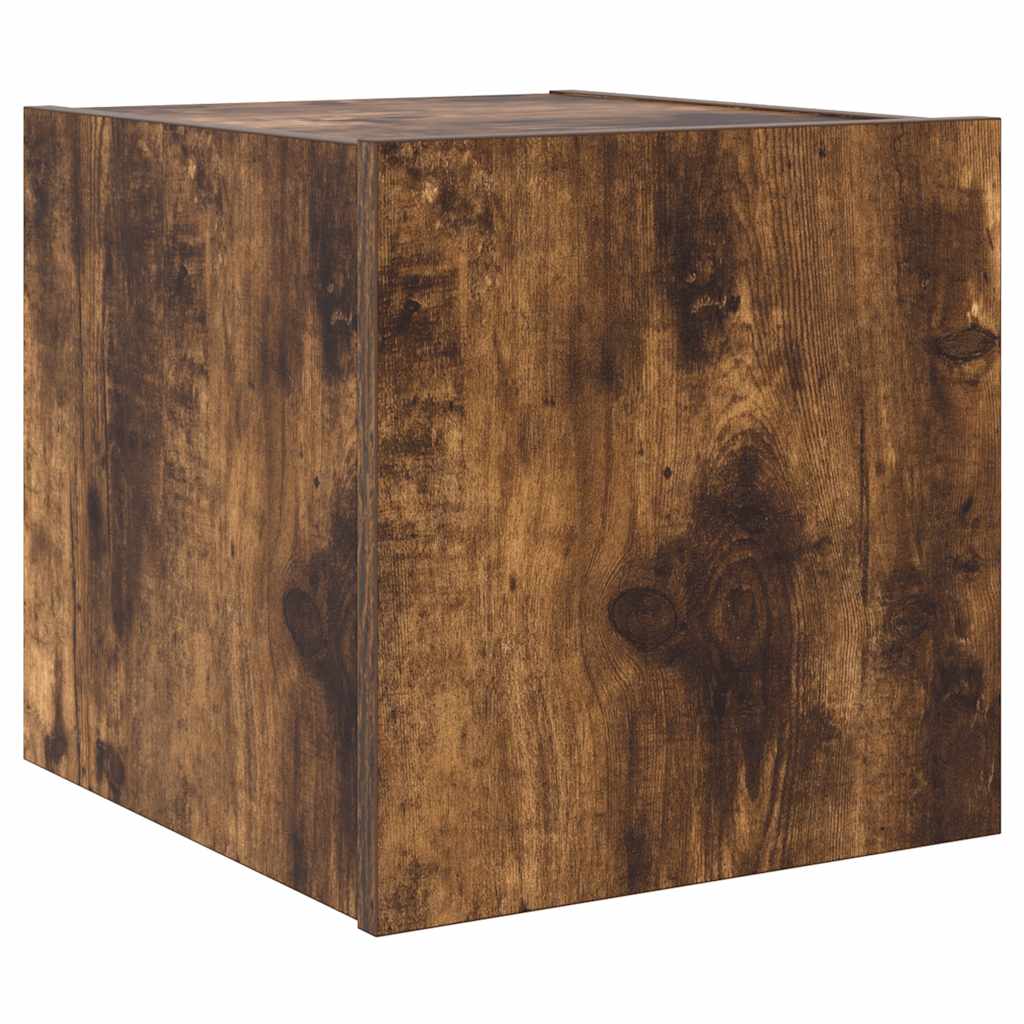 Έπιπλο Τοίχου Τηλεόρασης με LED Καπνιστή Δρυς 30,5x35x30 εκ. - Pakobazaar