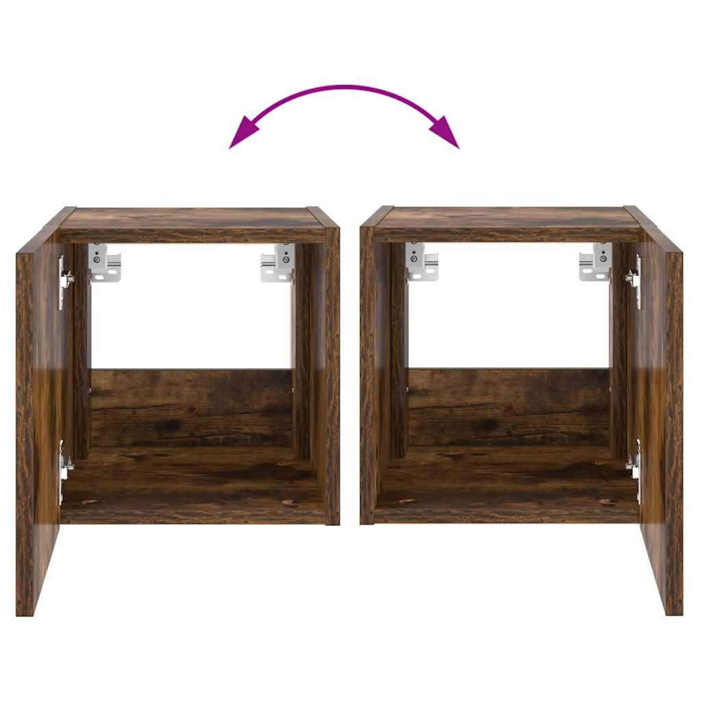 Έπιπλο Τοίχου Τηλεόρασης με LED Καπνιστή Δρυς 30,5x35x30 εκ. - Pakobazaar