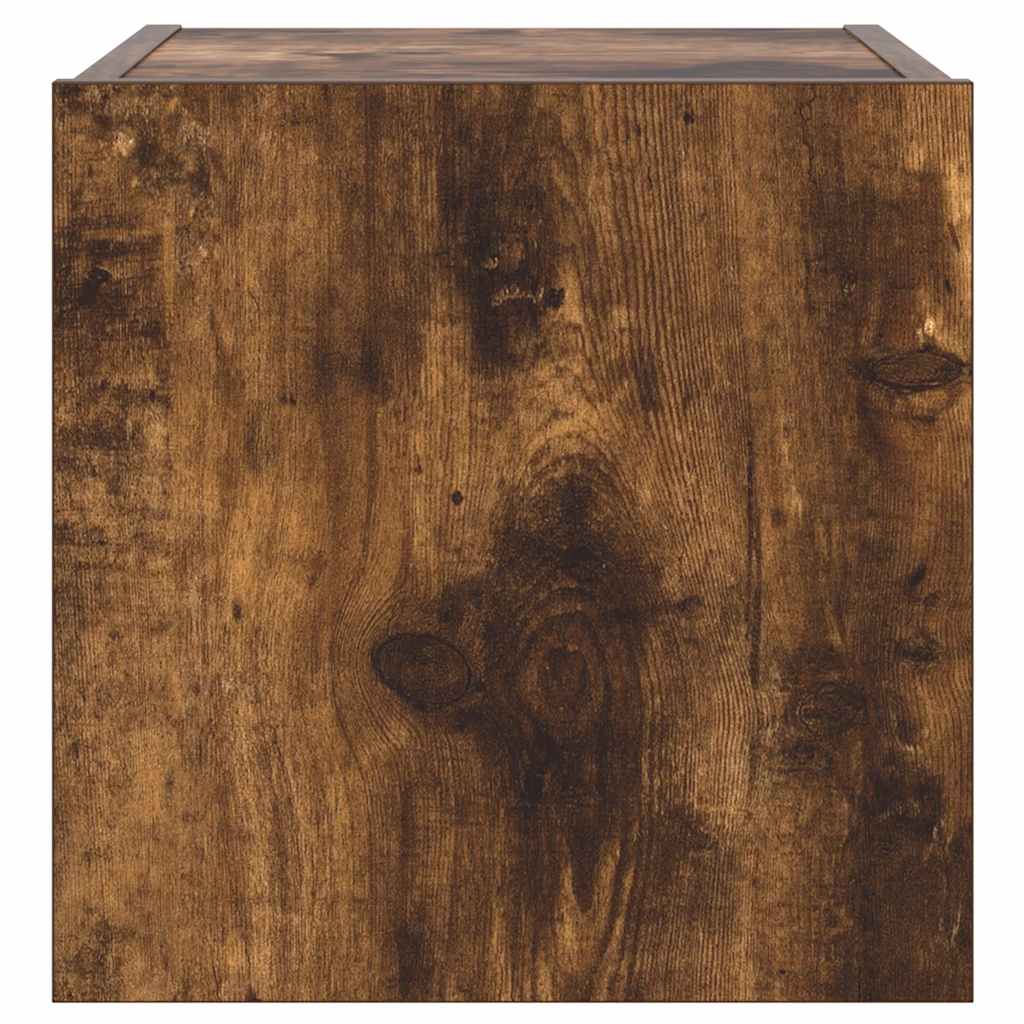 Έπιπλο Τοίχου Τηλεόρασης με LED Καπνιστή Δρυς 30,5x35x30 εκ. - Pakobazaar