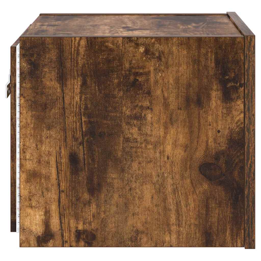 Έπιπλο Τοίχου Τηλεόρασης με LED Καπνιστή Δρυς 30,5x35x30 εκ. - Pakobazaar