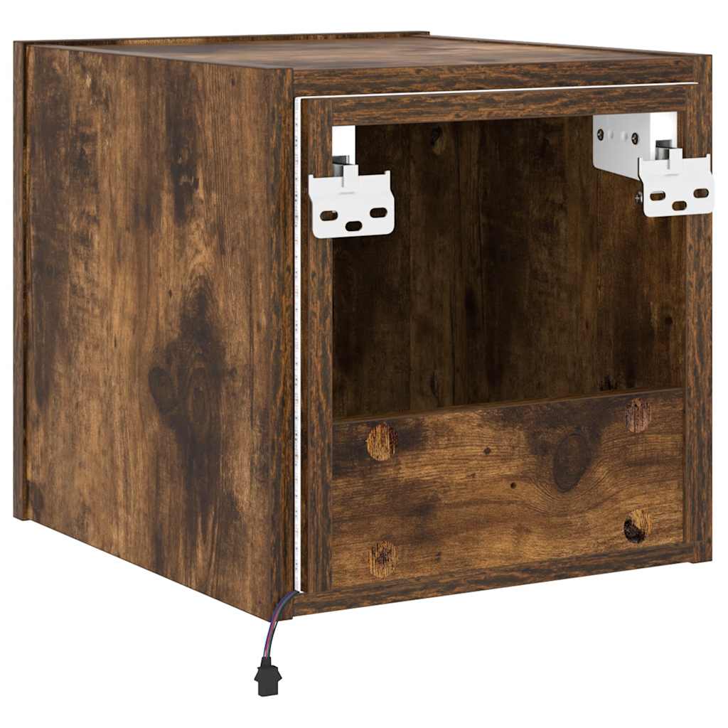 Έπιπλο Τοίχου Τηλεόρασης με LED Καπνιστή Δρυς 30,5x35x30 εκ. - Pakobazaar