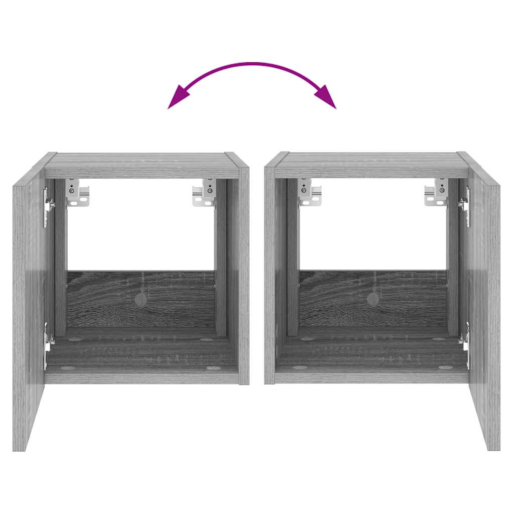 Έπιπλο Τοίχου Τηλεόρασης με LED Γκρι Sonoma 30,5x35x30 εκ. - Pakobazaar