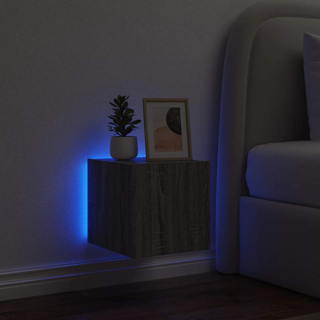 Έπιπλο Τοίχου Τηλεόρασης με LED Γκρι Sonoma 30,5x35x30 εκ. - Pakobazaar
