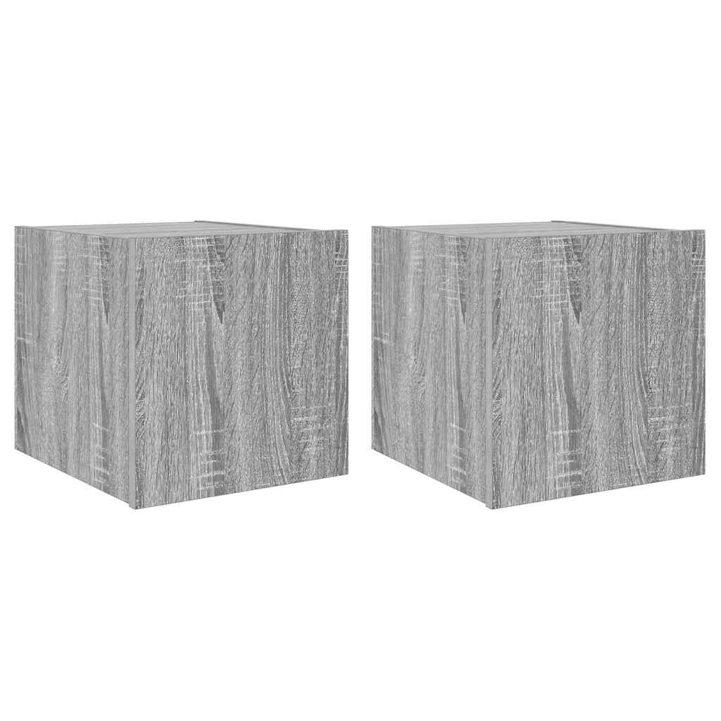 Έπιπλα Τοίχου Τηλ. με LED 2 Τεμ. Γκρι Sonoma 30,5x35x30 εκ. - Pakobazaar
