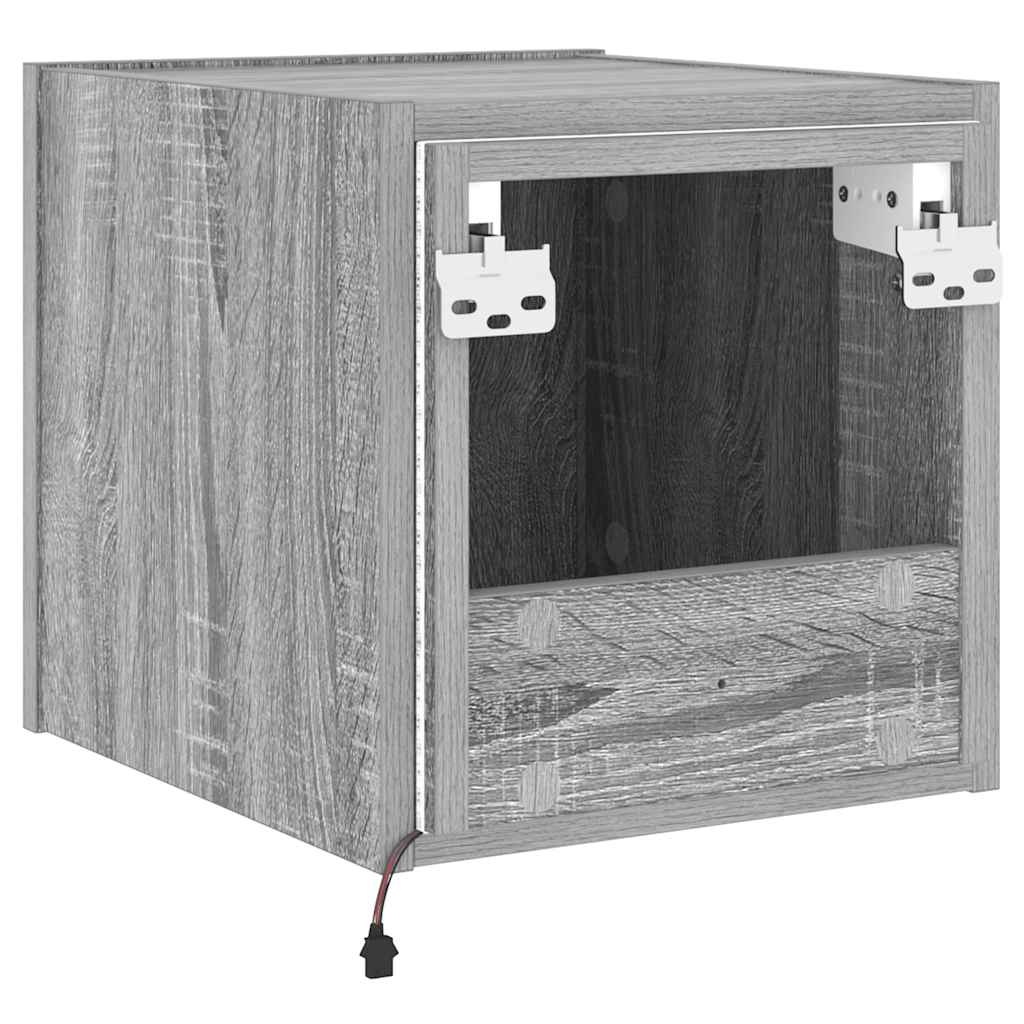 Έπιπλα Τοίχου Τηλ. με LED 2 Τεμ. Γκρι Sonoma 30,5x35x30 εκ. - Pakobazaar