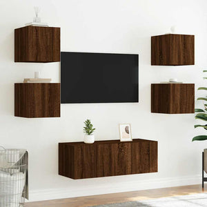 Έπιπλο Τοίχου Τηλεόρασης με LED Καφέ Δρυς 30,5x35x30 εκ. - Pakobazaar