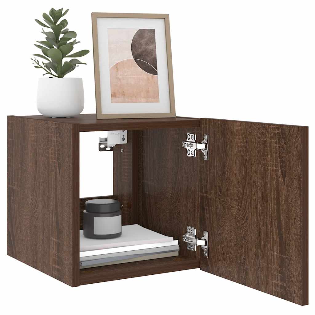 Έπιπλο Τοίχου Τηλεόρασης με LED Καφέ Δρυς 30,5x35x30 εκ. - Pakobazaar