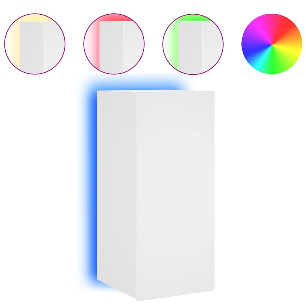 Έπιπλο Τοίχου Τηλεόρασης με LED Λευκό 30,5x35x70 εκ. - Pakobazaar