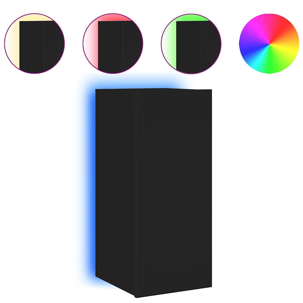 Έπιπλο Τοίχου Τηλεόρασης με LED Μαύρο 30,5x35x70 εκ. - Pakobazaar