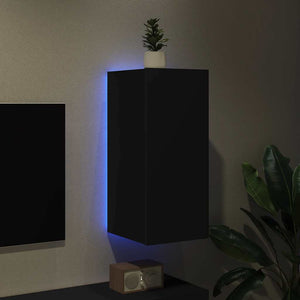Έπιπλο Τοίχου Τηλεόρασης με LED Μαύρο 30,5x35x70 εκ. - Pakobazaar
