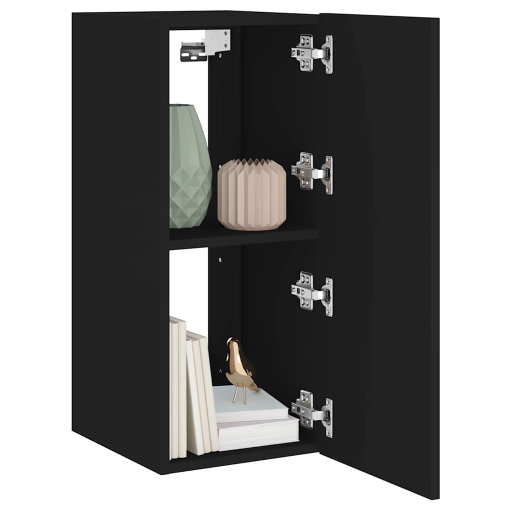 Έπιπλο Τοίχου Τηλεόρασης με LED Μαύρο 30,5x35x70 εκ. - Pakobazaar