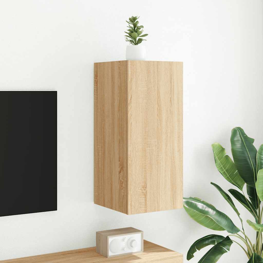 Έπιπλο Τοίχου Τηλεόρασης με LED Sonoma Δρυς 30,5x35x70 εκ. - Pakobazaar