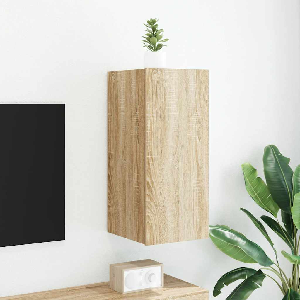 Έπιπλο Τοίχου Τηλεόρασης με LED Sonoma Δρυς 30,5x35x70 εκ. - Pakobazaar