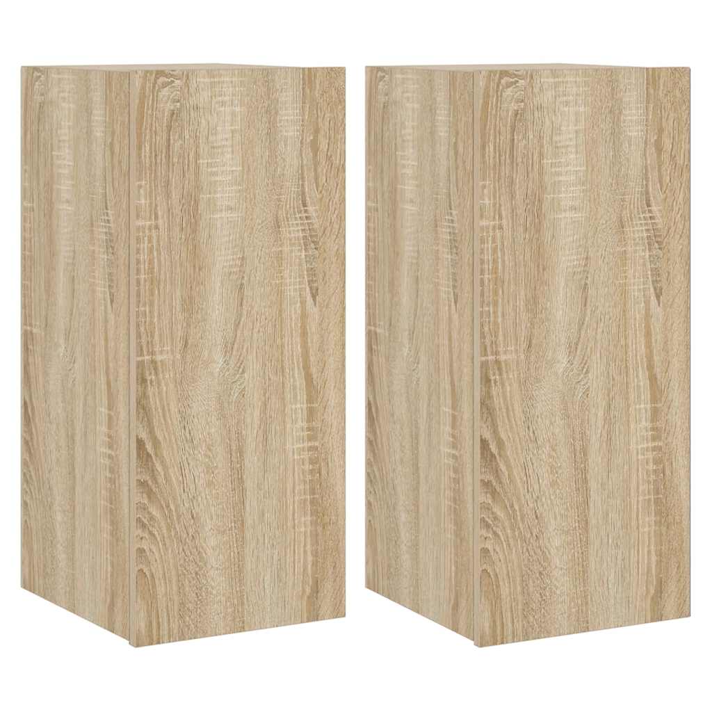 Έπιπλα Τοίχου Τηλ. με LED 2 Τεμ. Sonoma Δρυς 30,5x35x70 εκ.