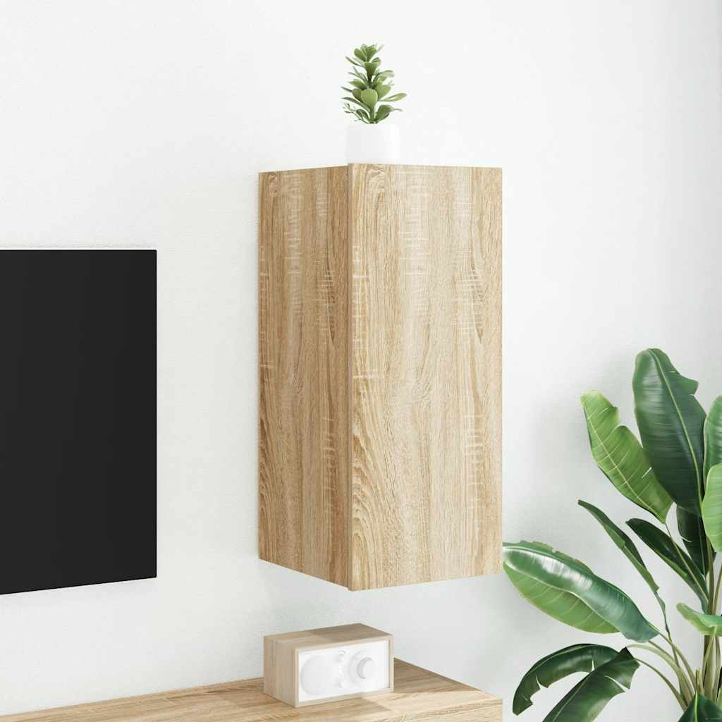 Έπιπλα Τοίχου Τηλ. με LED 2 Τεμ. Sonoma Δρυς 30,5x35x70 εκ.