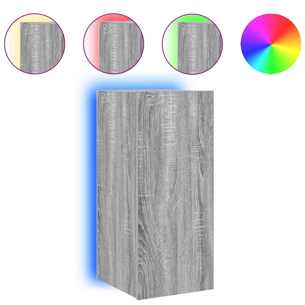 Έπιπλο Τοίχου Τηλεόρασης με LED Γκρι Sonoma 30,5x35x70 εκ. - Pakobazaar