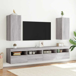 Έπιπλο Τοίχου Τηλεόρασης με LED Γκρι Sonoma 30,5x35x70 εκ. - Pakobazaar