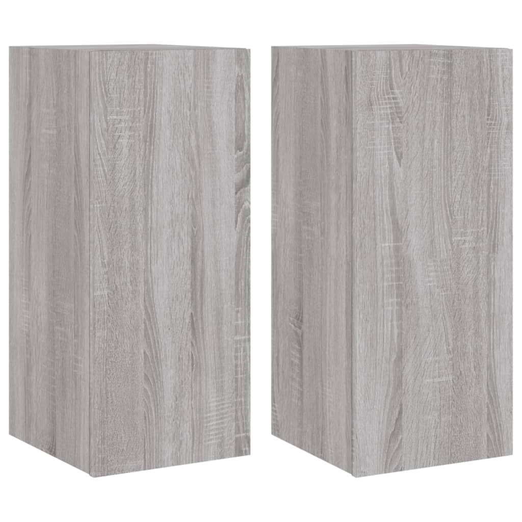 Έπιπλα Τοίχου Τηλ. με LED 2 Τεμ. Γκρι Sonoma 30,5x35x70 εκ.