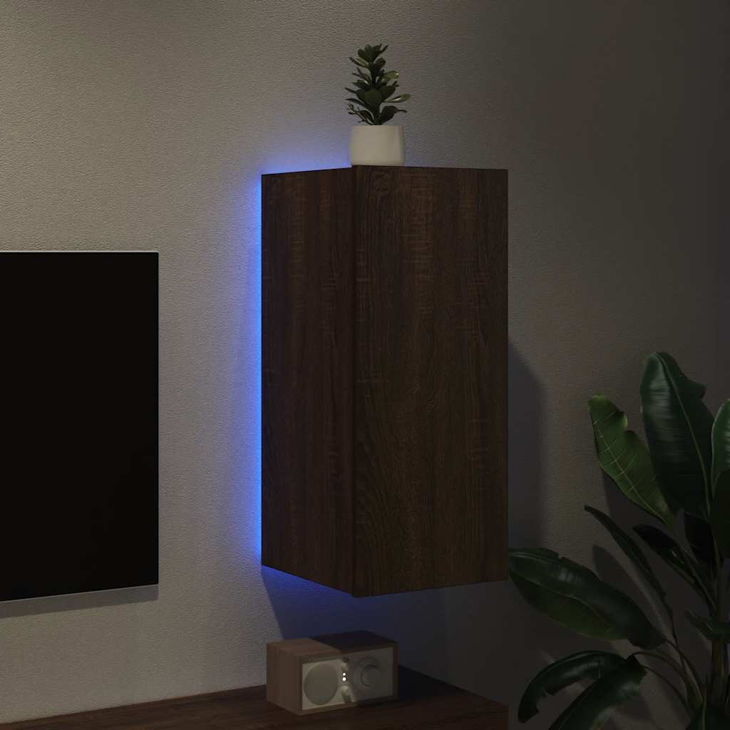 Έπιπλο Τοίχου Τηλεόρασης με LED Καφέ Δρυς 30,5x35x70 εκ. - Pakobazaar