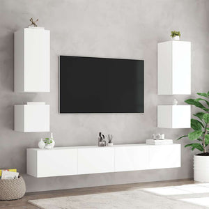 Έπιπλο Τοίχου Τηλεόρασης με LED Λευκό 40,5x35x40 εκ. - Pakobazaar