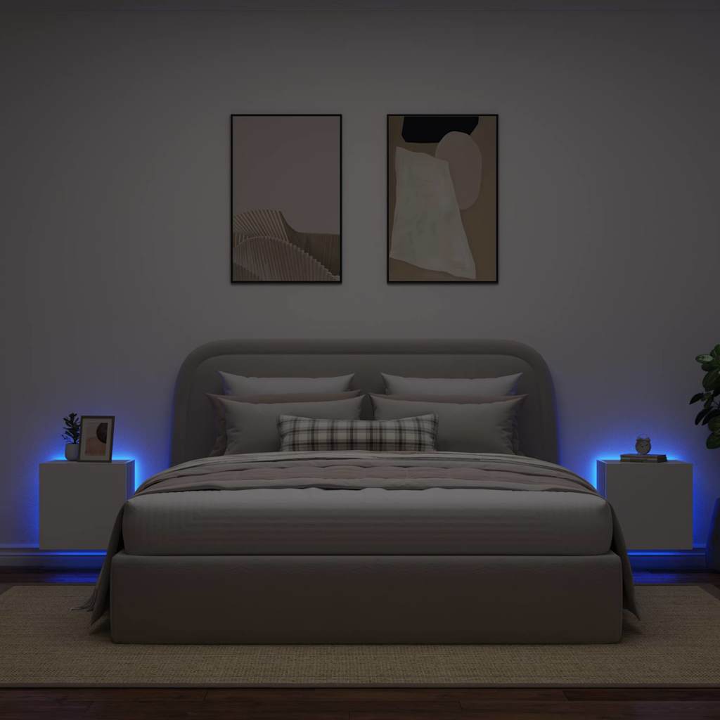 Έπιπλα Τοίχου Τηλεόρασης με LED 2 Τεμ. Λευκά 40,5x35x40 εκ. - Pakobazaar