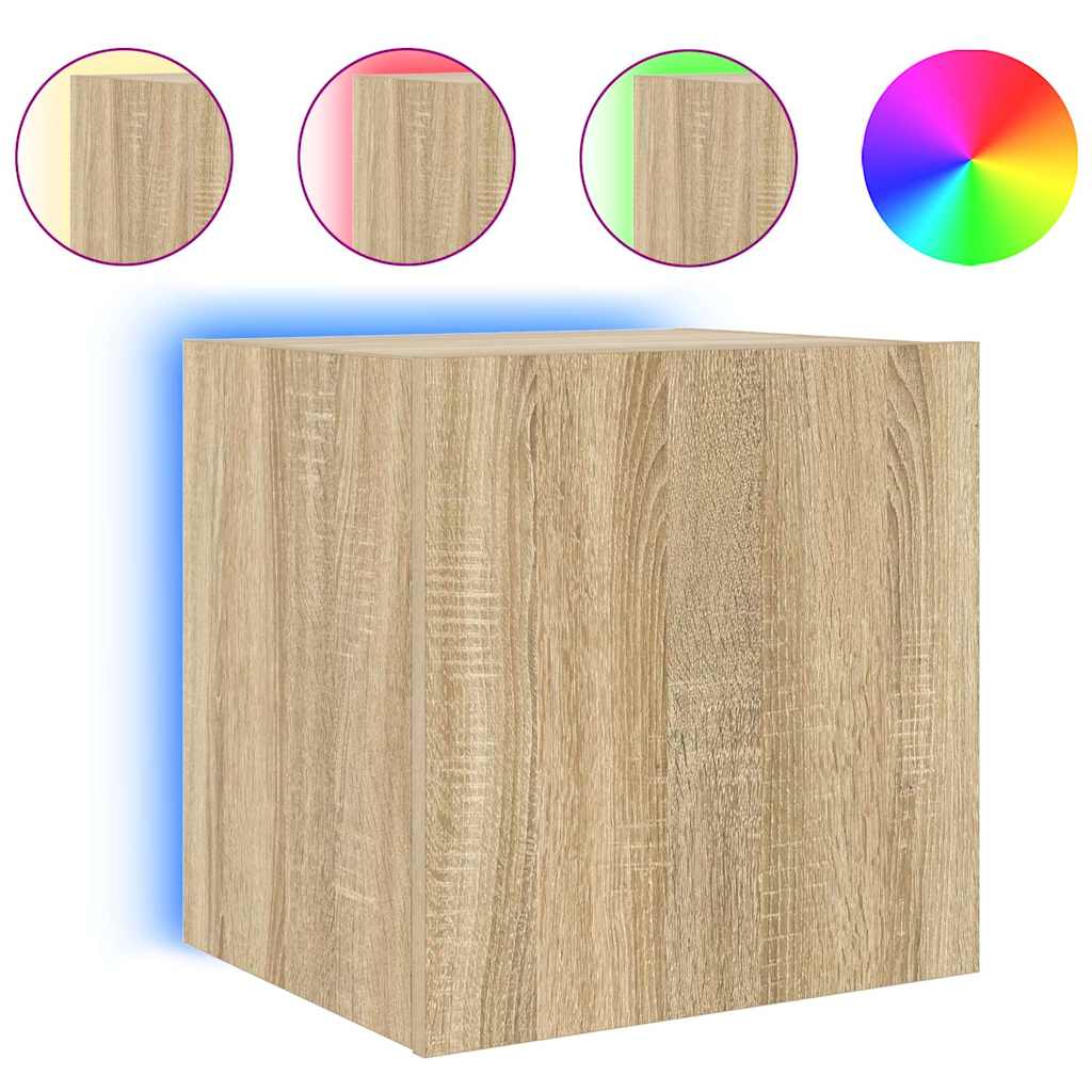 Έπιπλο Τοίχου Τηλεόρασης με LED Sonoma Δρυς 40,5x35x40 εκ. - Pakobazaar