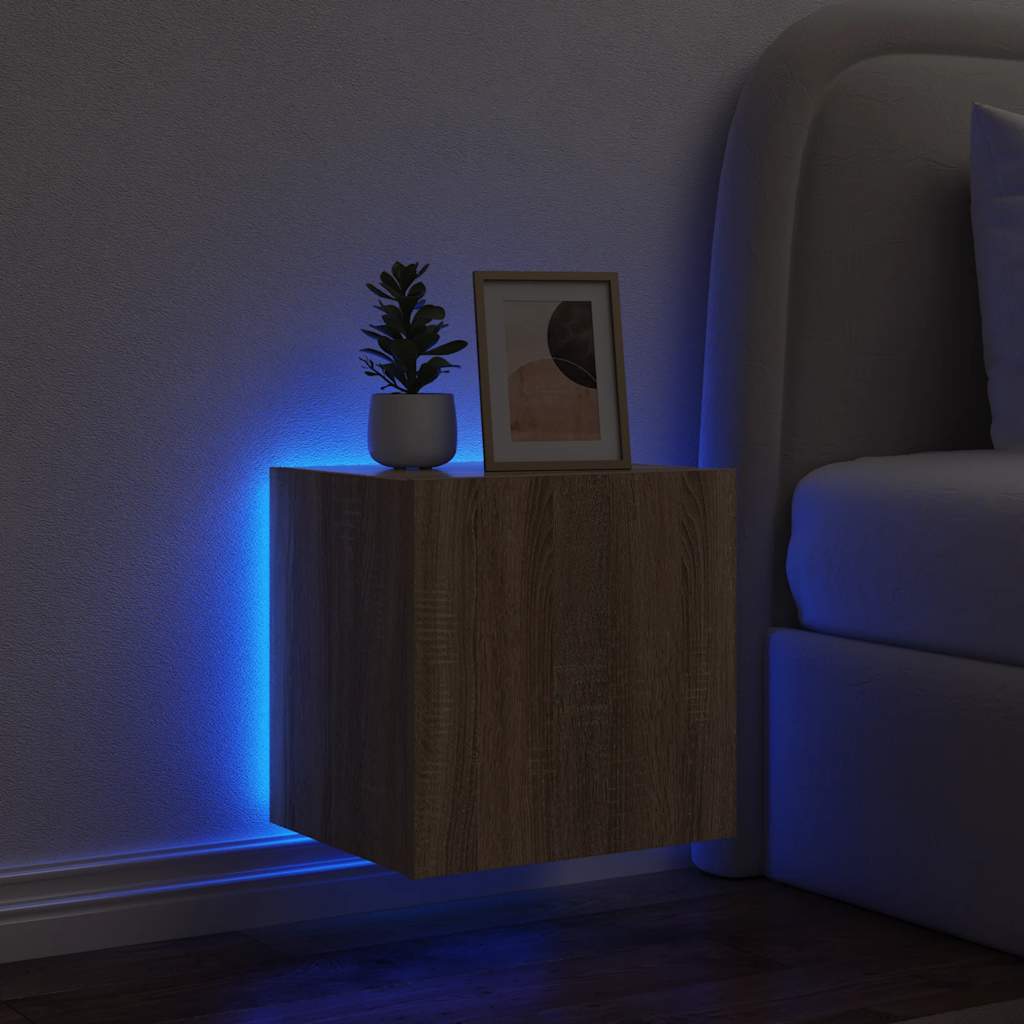 Έπιπλο Τοίχου Τηλεόρασης με LED Sonoma Δρυς 40,5x35x40 εκ. - Pakobazaar