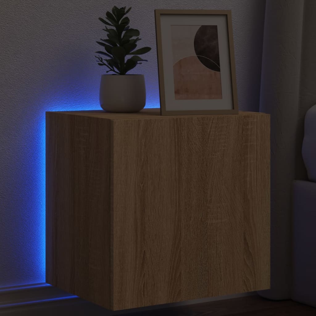 Έπιπλο Τοίχου Τηλεόρασης με LED Sonoma Δρυς 40,5x35x40 εκ. - Pakobazaar
