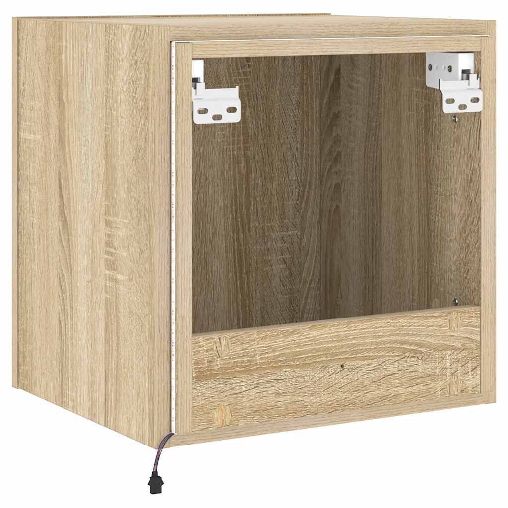 Έπιπλα Τοίχου Τηλ. με LED 2 Τεμ. Sonoma Δρυς 40,5x35x40 εκ. - Pakobazaar