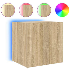 Έπιπλα Τοίχου Τηλ. με LED 2 Τεμ. Sonoma Δρυς 40,5x35x40 εκ. - Pakobazaar