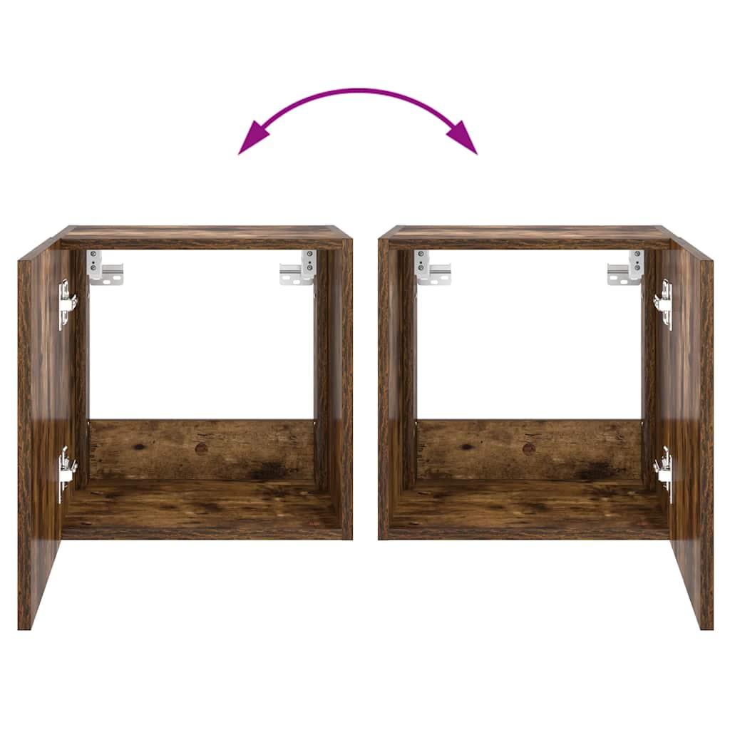 Έπιπλο Τοίχου Τηλεόρασης με LED Καπνιστή Δρυς 40,5x35x40 εκ. - Pakobazaar