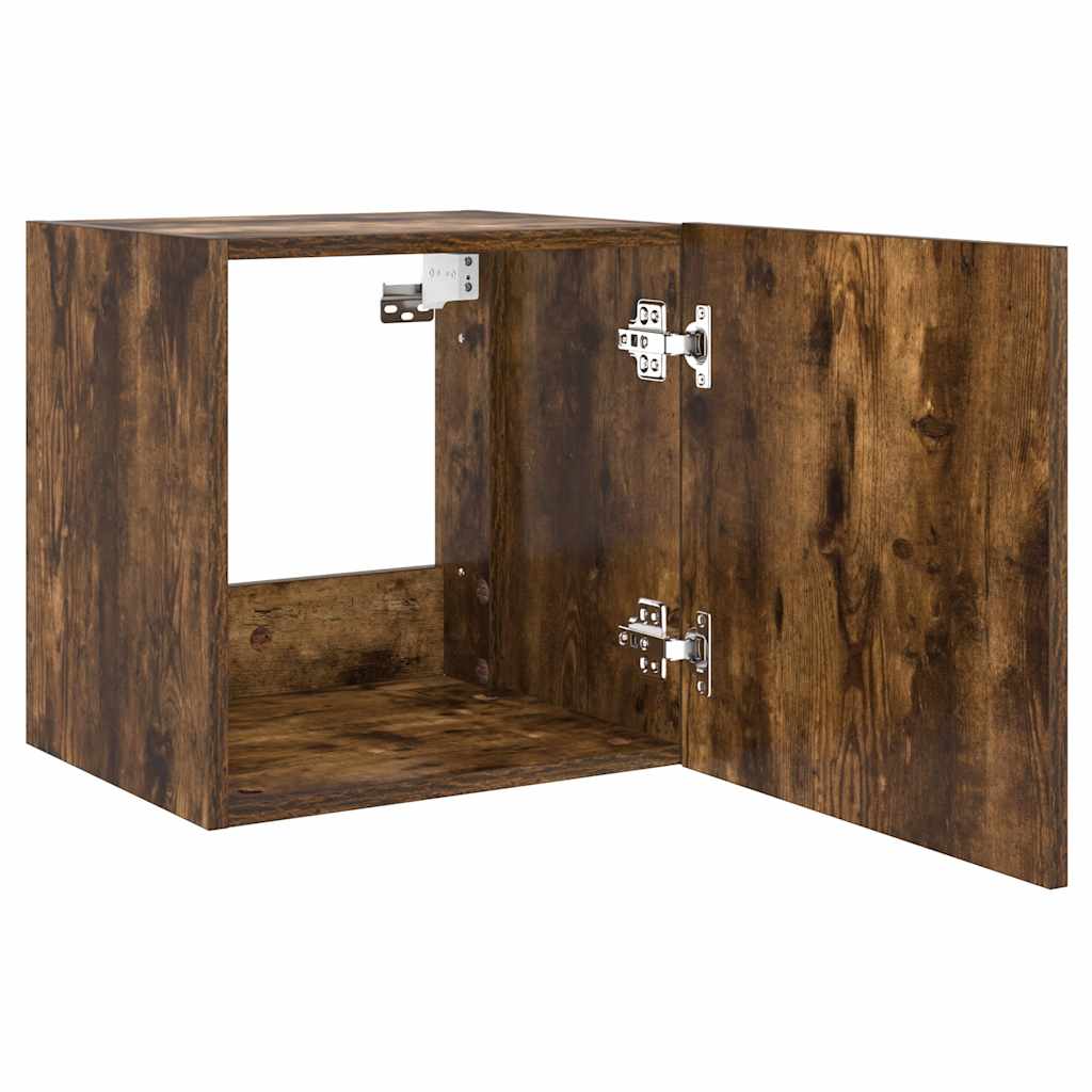 Έπιπλο Τοίχου Τηλεόρασης με LED Καπνιστή Δρυς 40,5x35x40 εκ. - Pakobazaar