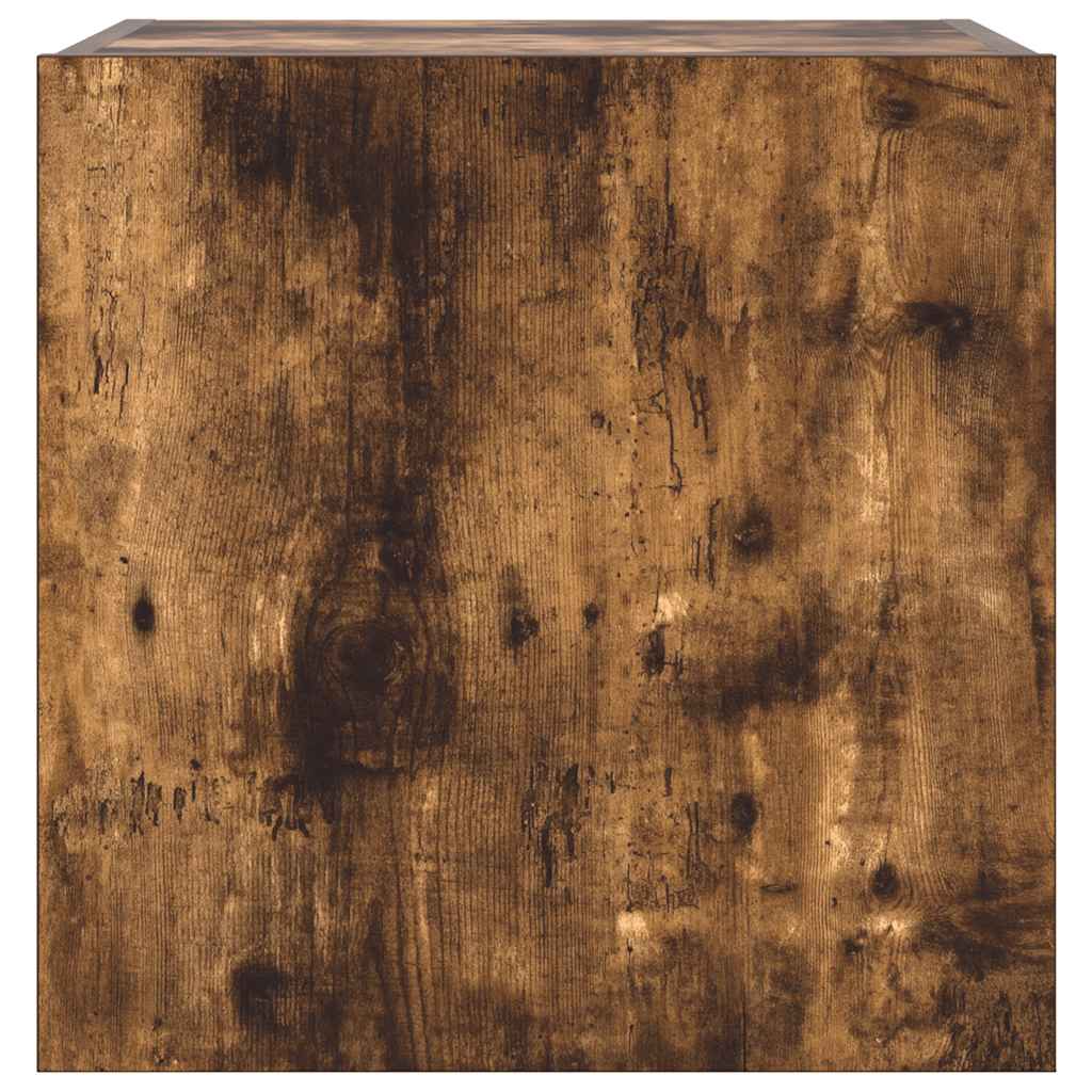 Έπιπλο Τοίχου Τηλεόρασης με LED Καπνιστή Δρυς 40,5x35x40 εκ. - Pakobazaar