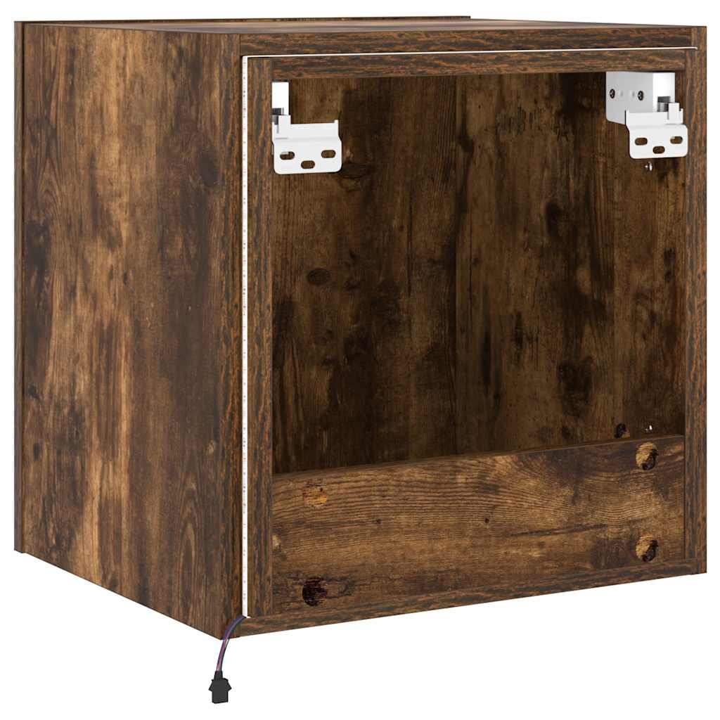 Έπιπλο Τοίχου Τηλεόρασης με LED Καπνιστή Δρυς 40,5x35x40 εκ. - Pakobazaar