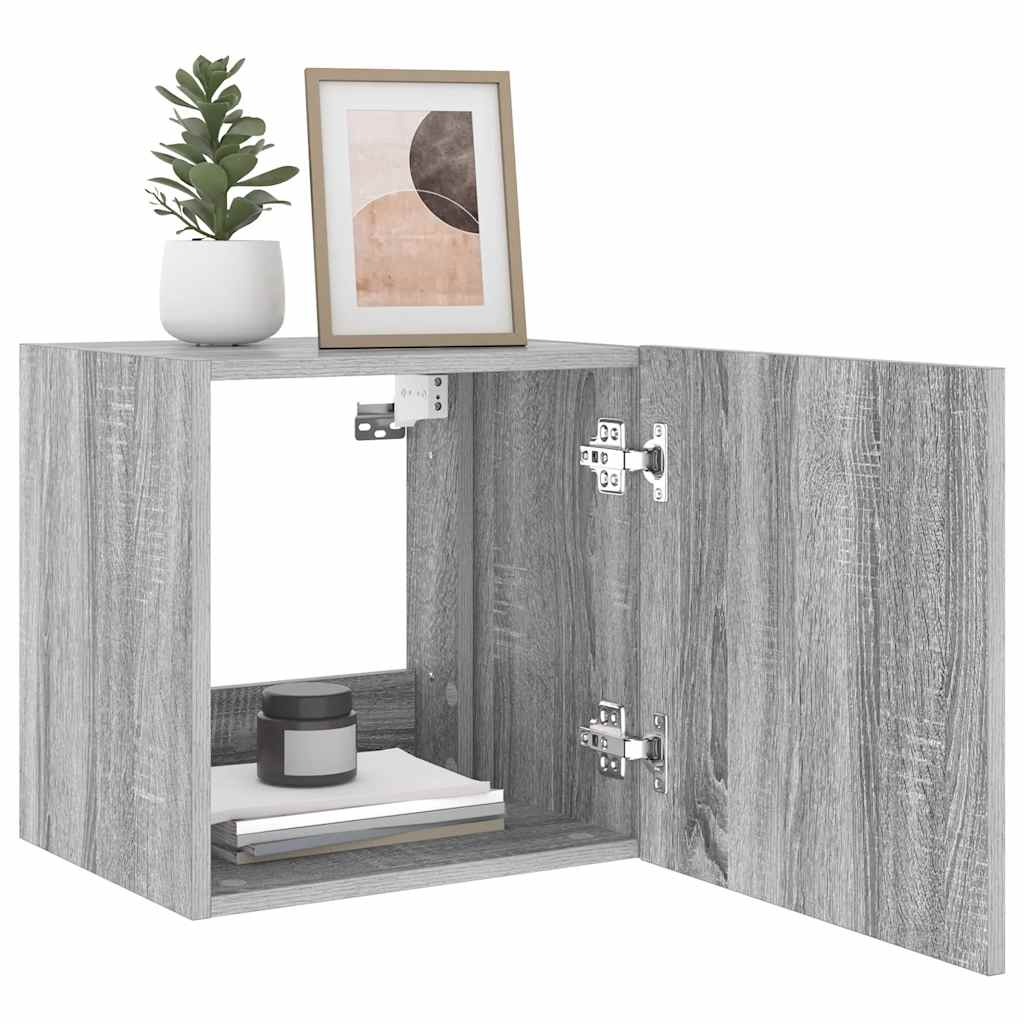 Έπιπλο Τοίχου Τηλεόρασης με LED Γκρι Sonoma 40,5x35x40 εκ. - Pakobazaar