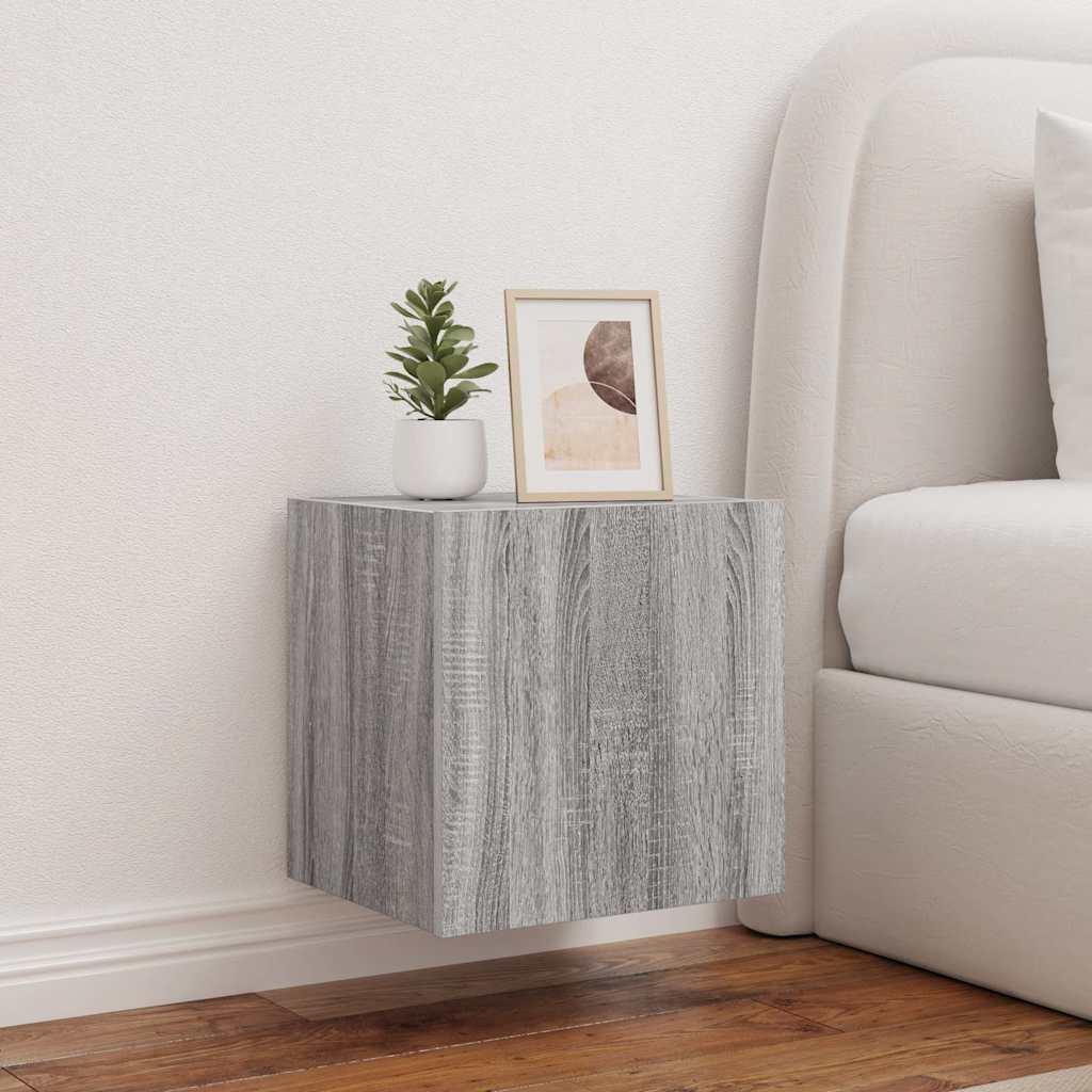 Έπιπλο Τοίχου Τηλεόρασης με LED Γκρι Sonoma 40,5x35x40 εκ. - Pakobazaar