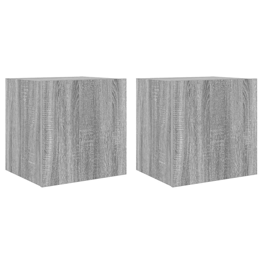 Έπιπλα Τοίχου Τηλ. με LED 2 Τεμ. Γκρι Sonoma 40,5x35x40 εκ. - Pakobazaar